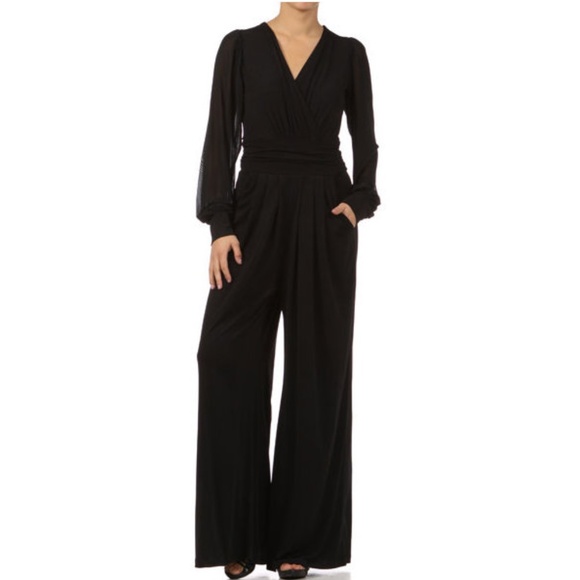 SALE !!! Black Wide Leg Palazzo Jumpsuit - Picture 2 of 6